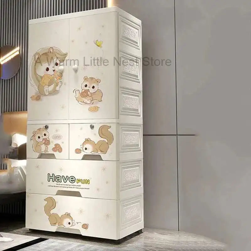 Armoire bébé en plastique – Armoire de rangement à motifs pour filles