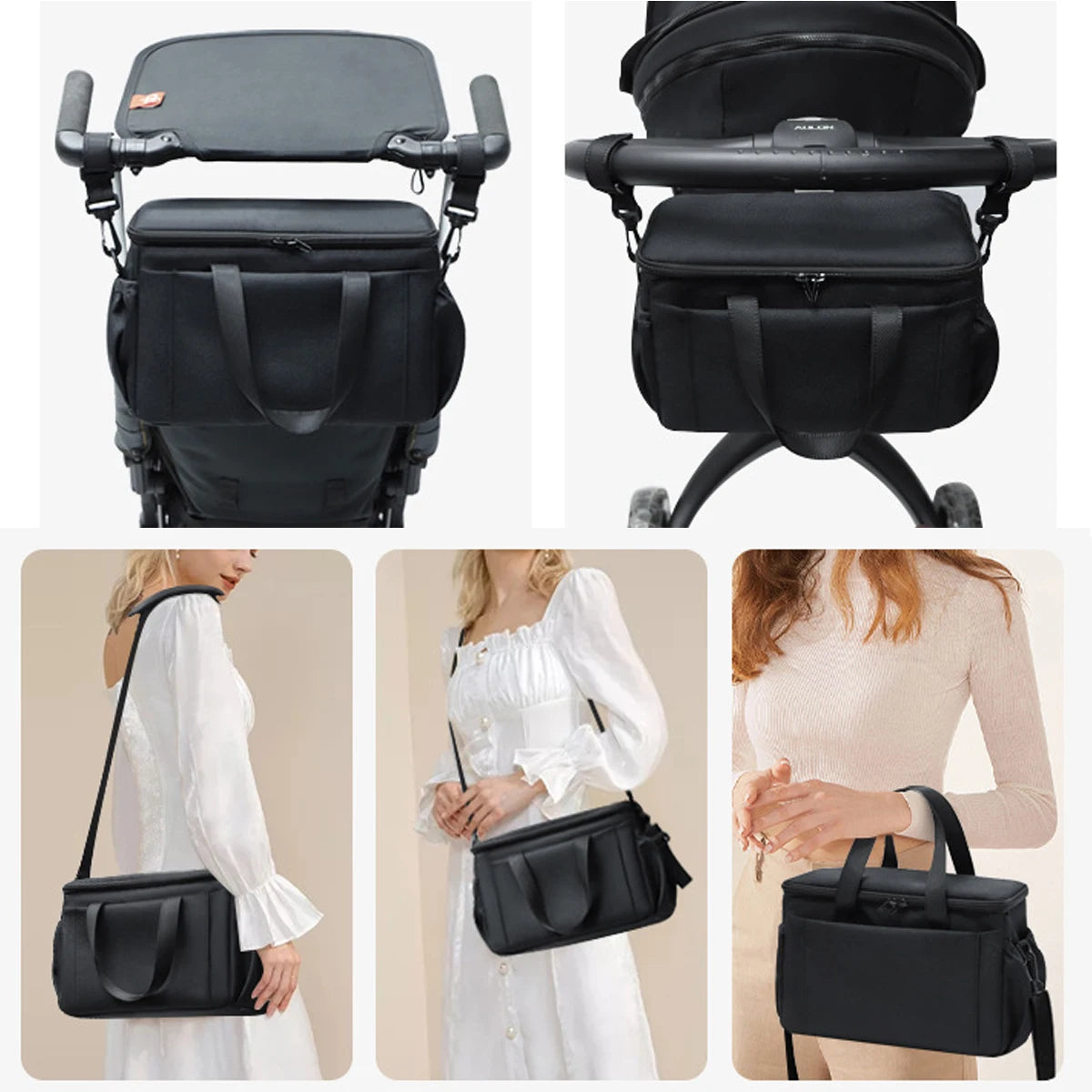 Sac de rangement grande capacité pour poussette – Porte-couches et biberons suspendu