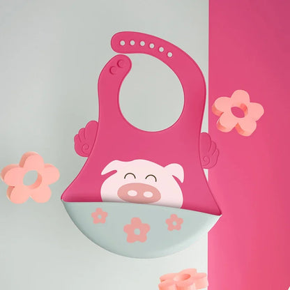 Baby Essentials – Soft Cartoon Silicone Bib with Pocket