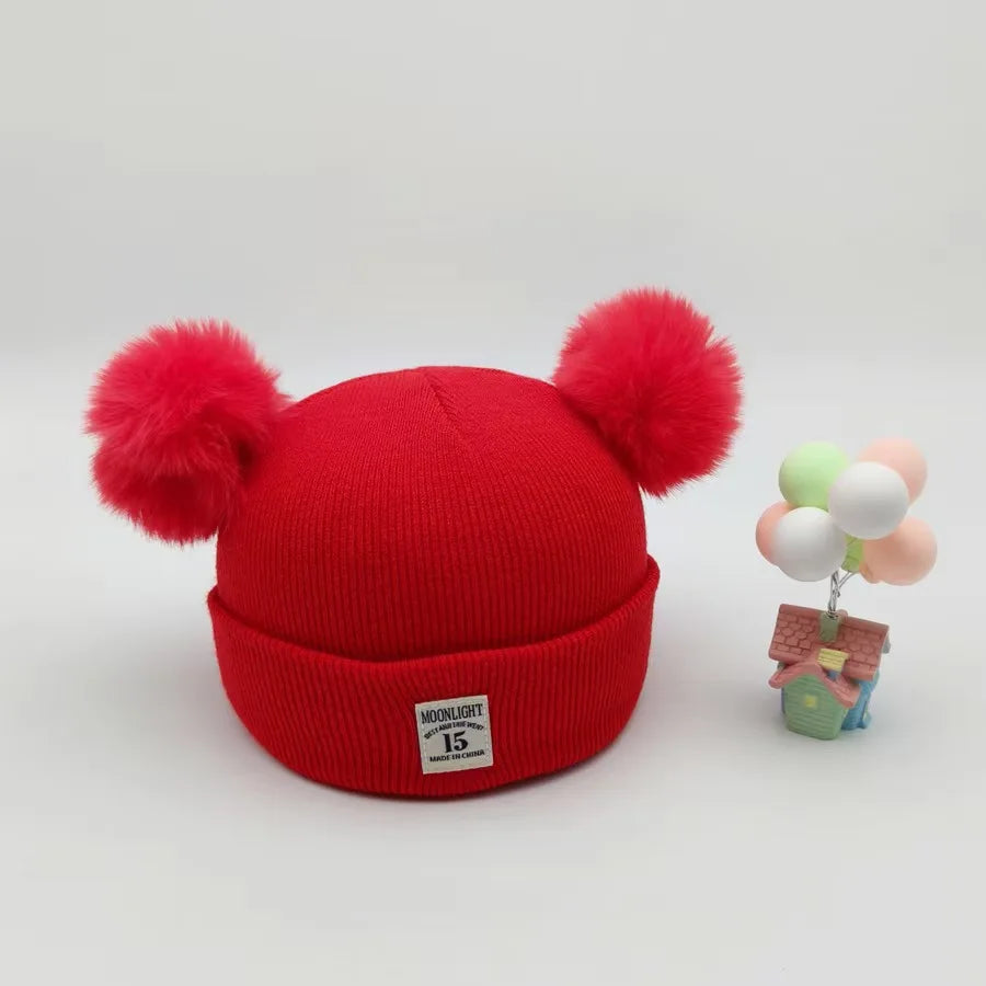 Ensemble d'hiver mignon pour bébé : bonnet et écharpe en laine avec oreilles d'ours.