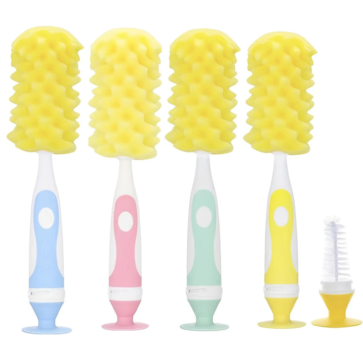 Soft Touch Baby Bottle Cleaner | 2-in-1 Sponge Brush with Suction Cup