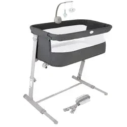 9-Height Adjustable Baby Crib – Bedside Co-Sleeper with Mattress