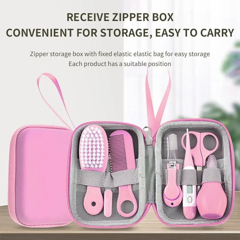 Kit de toilettage pour bébé 8 pièces – Brosse douce, peigne et coupe-ongles