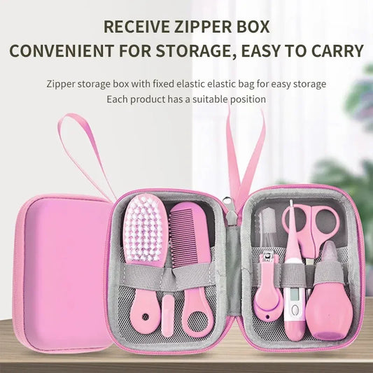 8-Piece Baby Grooming Set – Soft Brush, Comb & Nail Clippers Kit
