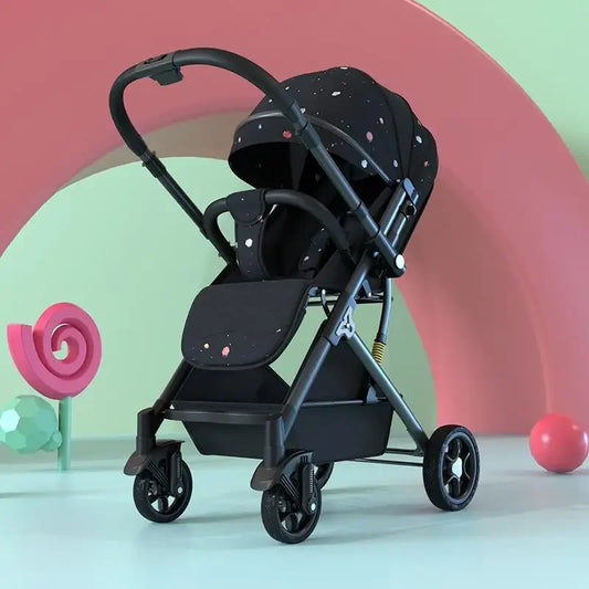 Ultra-Light Four-Wheel Baby Stroller – Sit & Lie Down, Foldable High-View