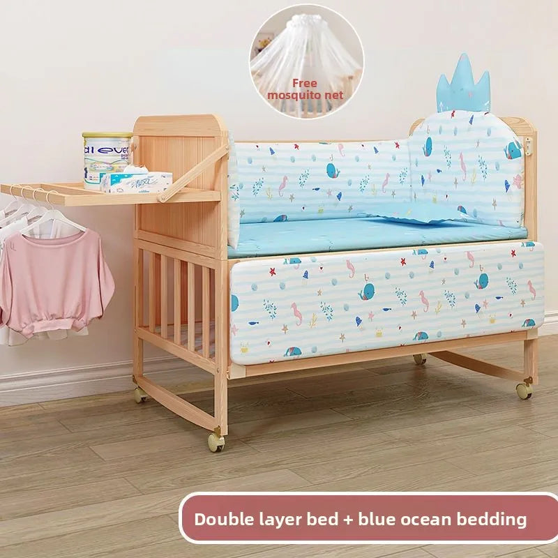 Convertible Baby Bed – Solid Wood & Adjustable Cradle