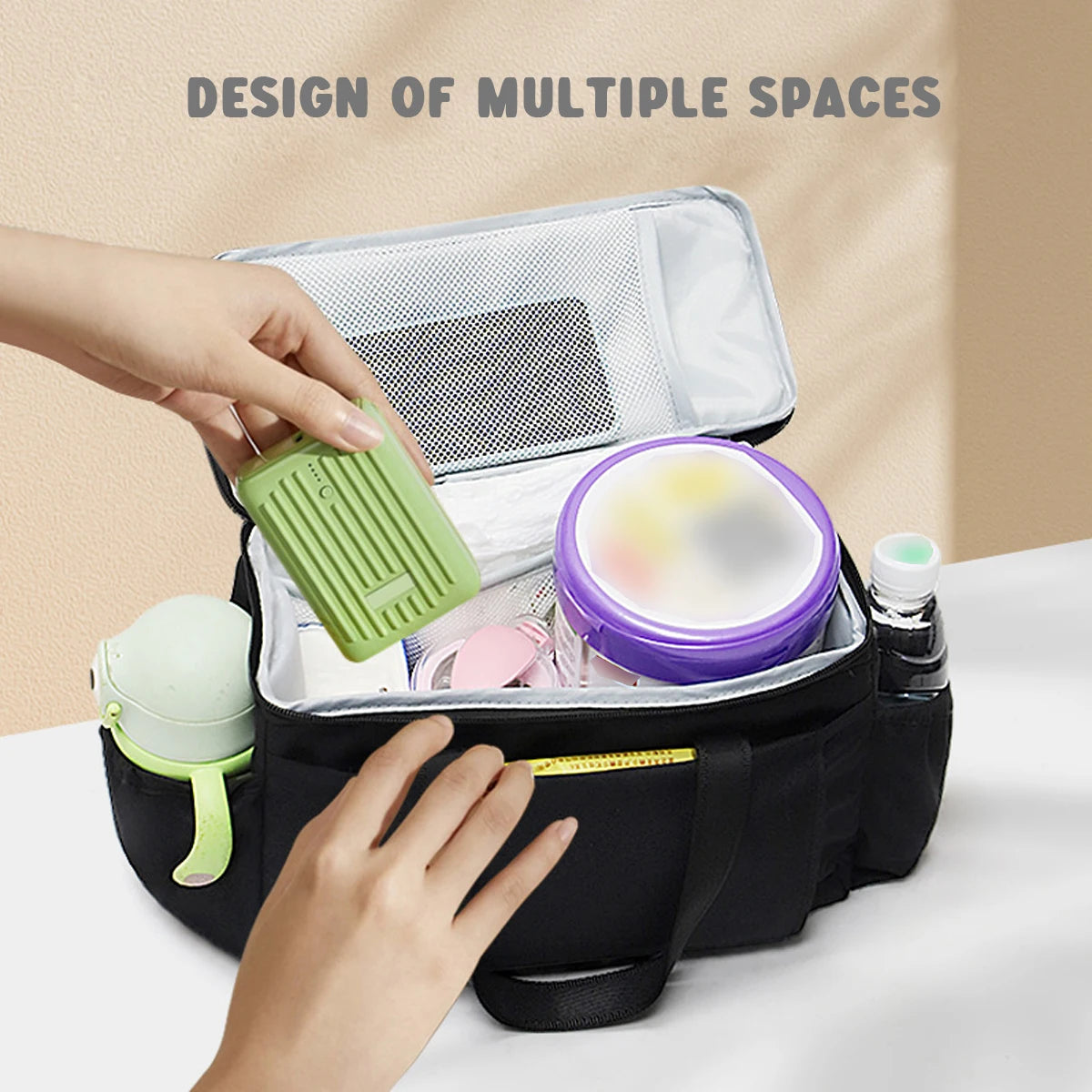 Sac de rangement grande capacité pour poussette – Porte-couches et biberons suspendu