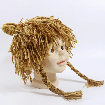 Perruque bébé lion, bonnet tricoté