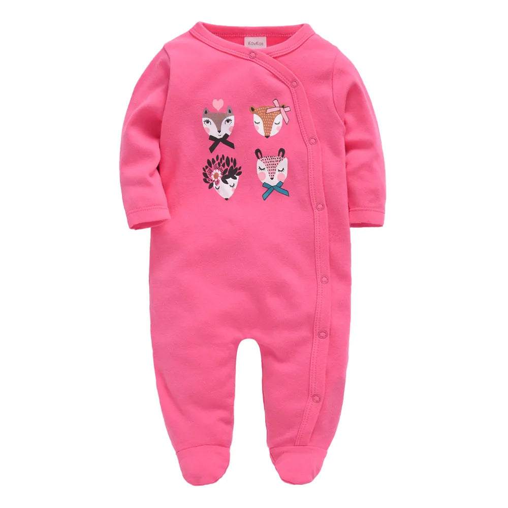 Lot de 3 grenouillères Kavkas pour bébé garçon (0-12 mois), 100 % coton, manches longues, imprimé dessin animé, articles pour filles