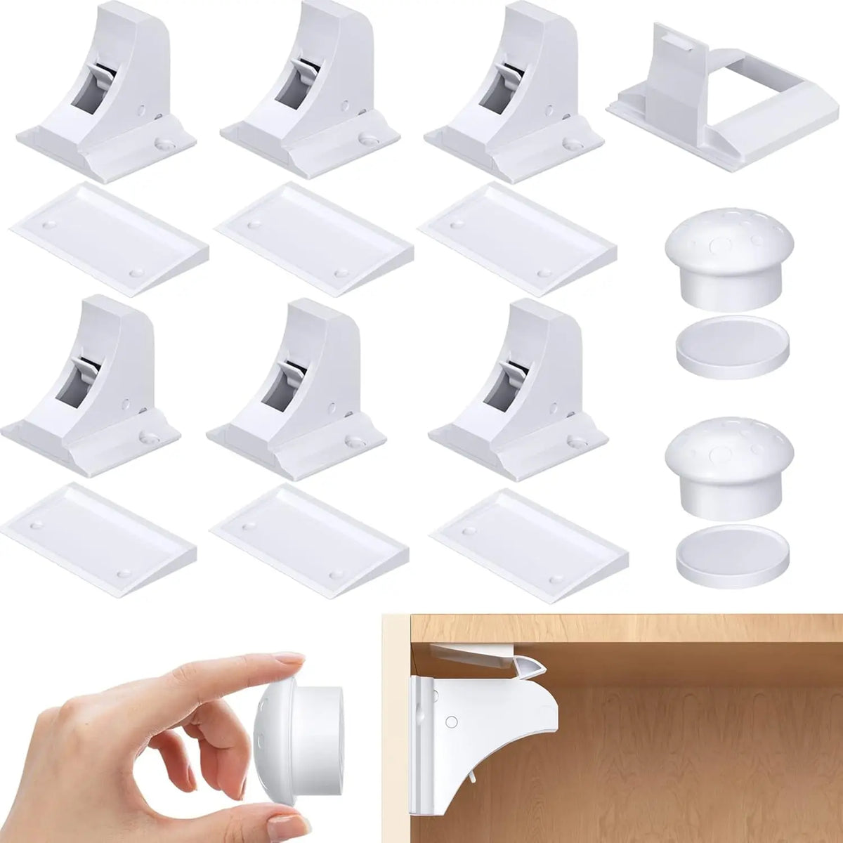 No-Screw Baby Safety Cabinet Locks for Kitchen