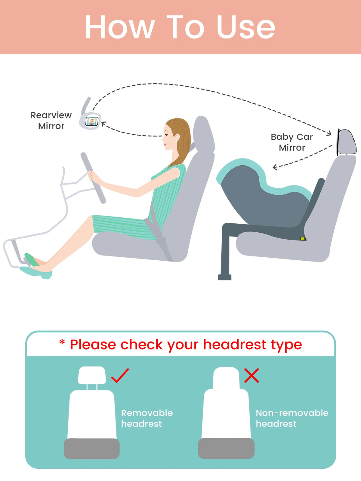 Car Safety Mirror for Babies | Wide-Angle Rear View