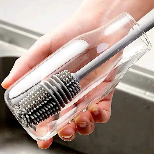 Baby Bottle Cleaning Brush | 360° Rotating Silicone Brush with Long Handle