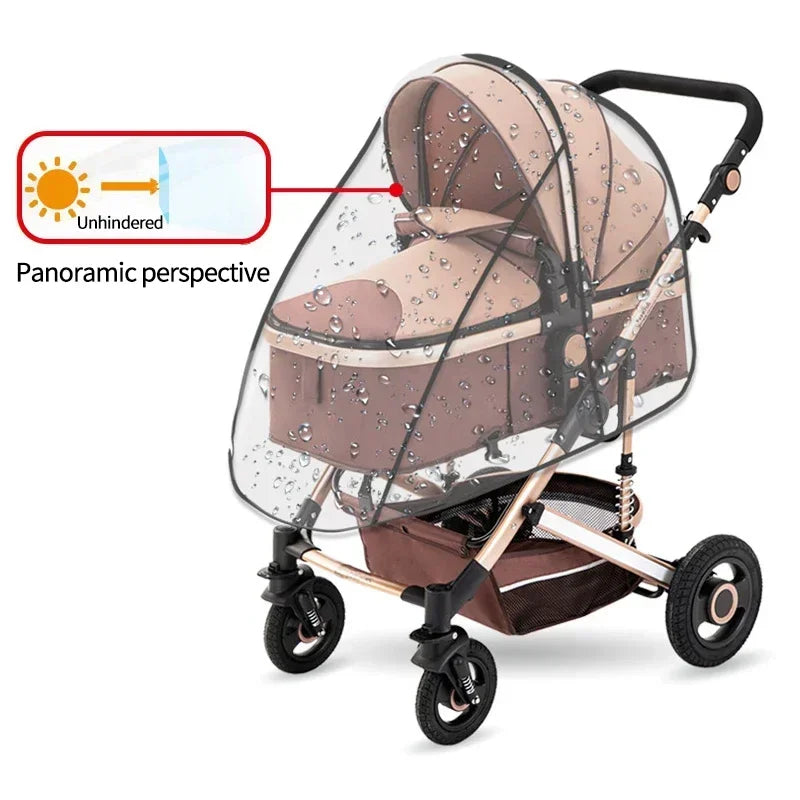 Housse de pluie universelle imperméable pour poussette bébé – Protection transparente contre le vent et la poussière