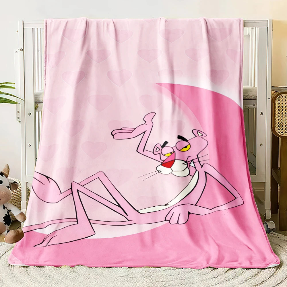 MINISO Pink Panther Flannel Blanket Suitable for Bedroom, Iving Room,sofa,student Nap,office Nap,camping Trip,children's Gift