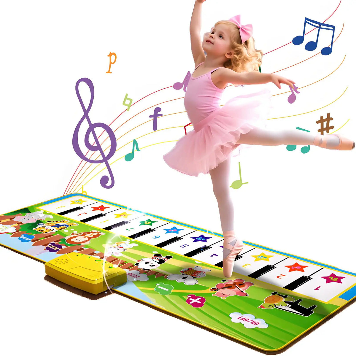Tapis de danse piano pour enfants – 8 sons d'instruments et du plaisir !