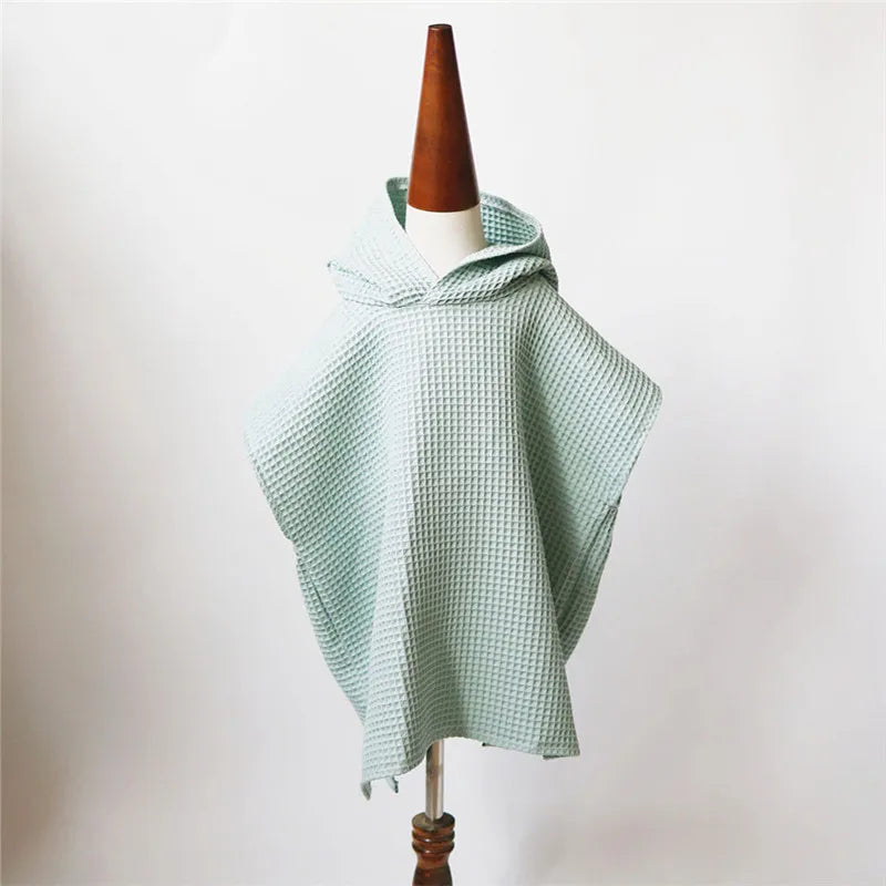 Baby Hooded Bath Towel – Cotton Waffle Cape Blanket & Bathrobe for Kids