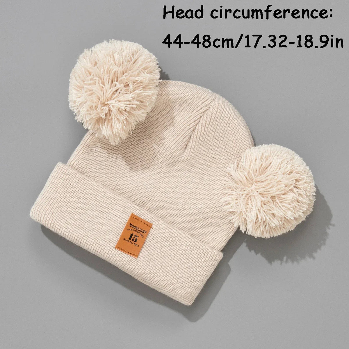 Cute Double Pom Baby Knit Hat Winter Set 5Pcs