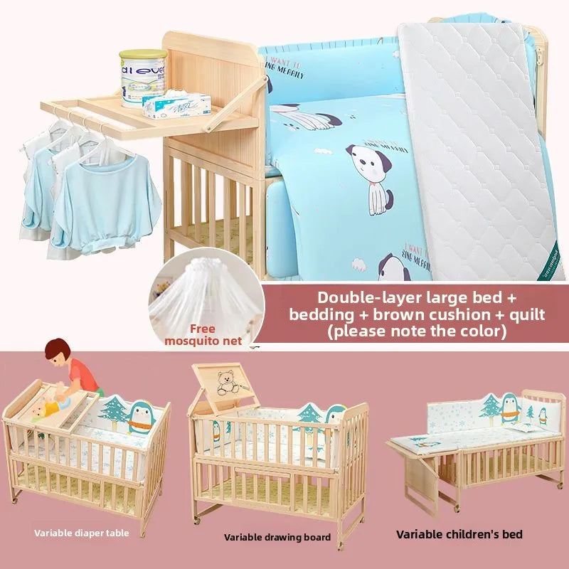 Convertible Baby Bed – Solid Wood & Adjustable Cradle