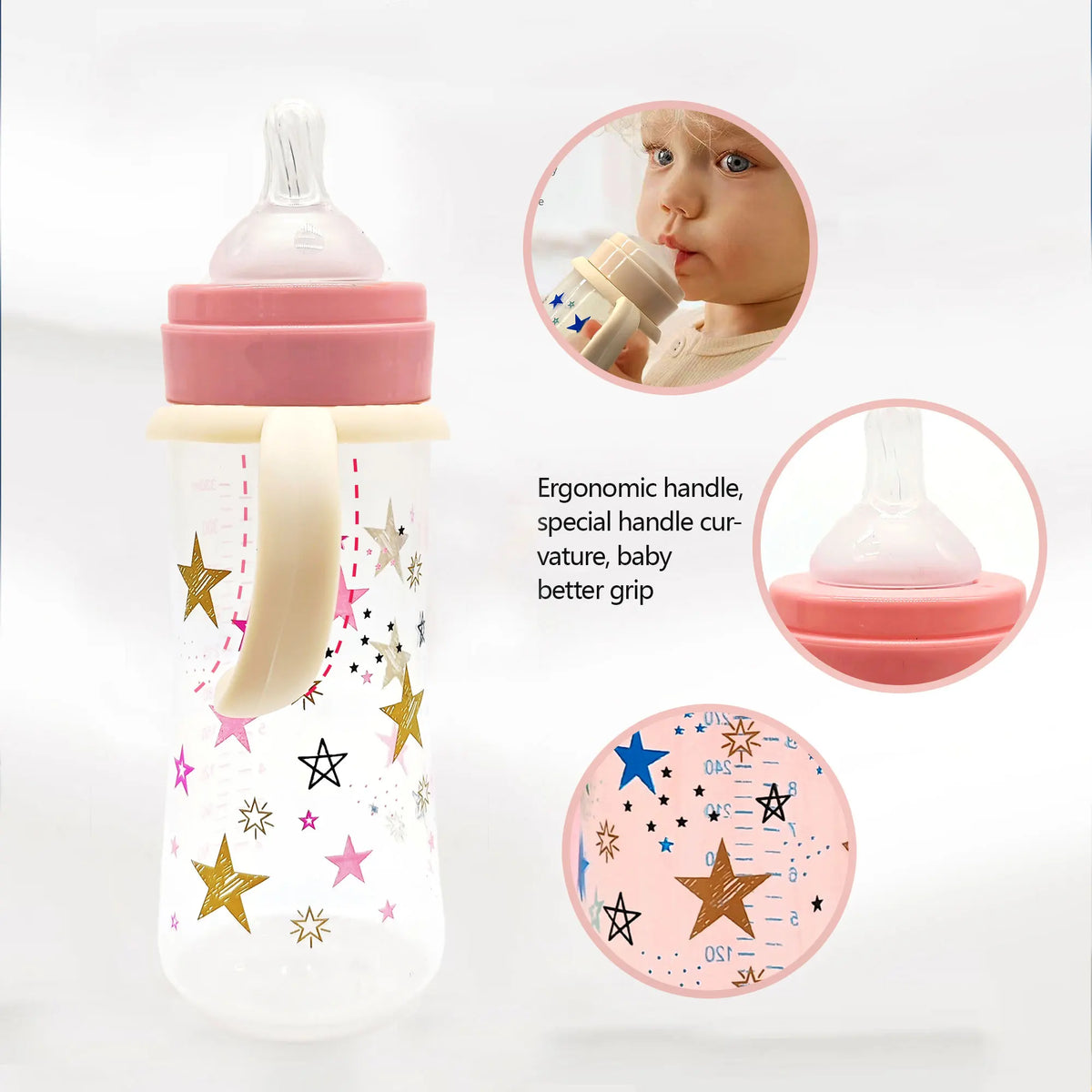 Large-Capacity Baby Bottle – 330ml, PP, Anti-Colic Design