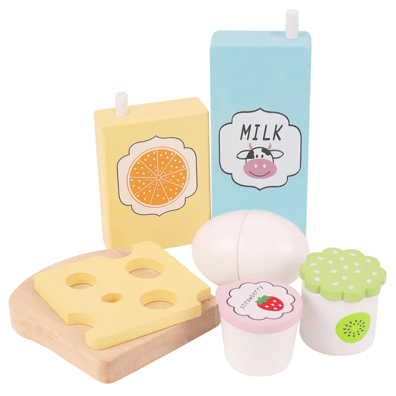 Ensemble d'aliments en bois pour jouer – Cuisinez et créez !