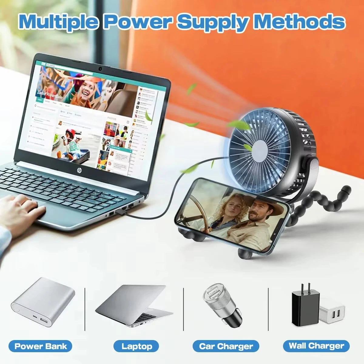 Mini Portable 3-Speed Stroller Fan – USB Clip-On with Flexible Tripod