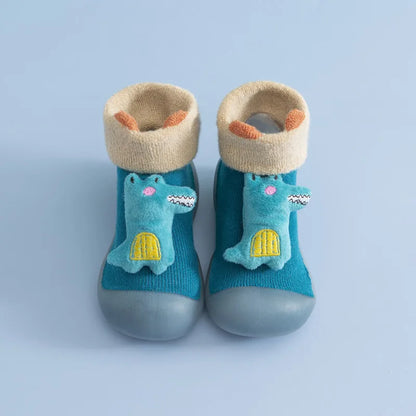 Chaussettes et chaussures d'intérieur pour bébés et tout-petits, motif oreilles de poupée en éponge, à semelle souple.