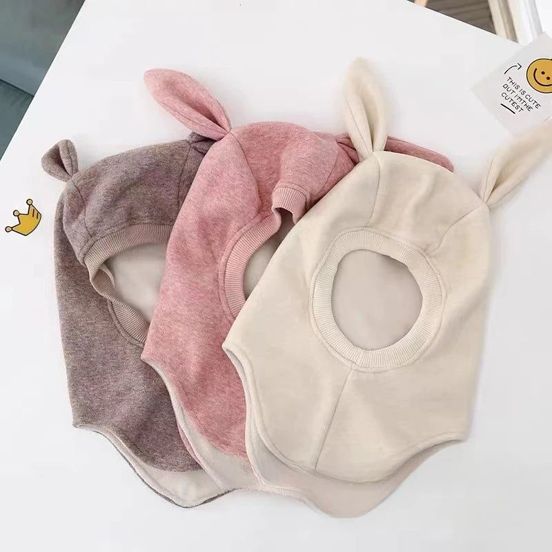 Cagoule d'hiver en laine à oreilles de lapin – Bonnet chaud et ajustable pour enfants