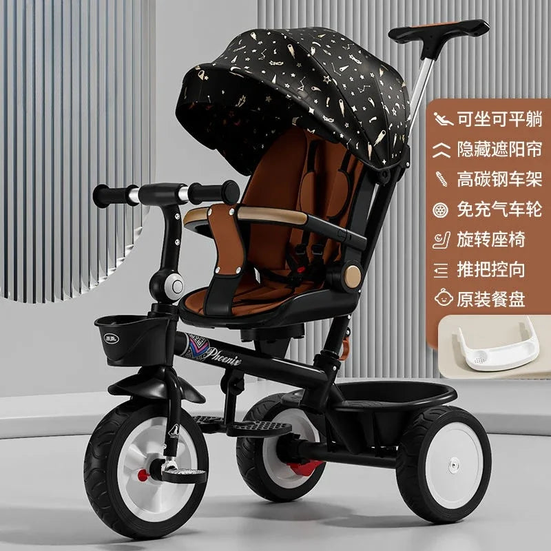Premium Baby Tricycle (1–6 Years) – Parent Push, Adjustable Seat & Canopy