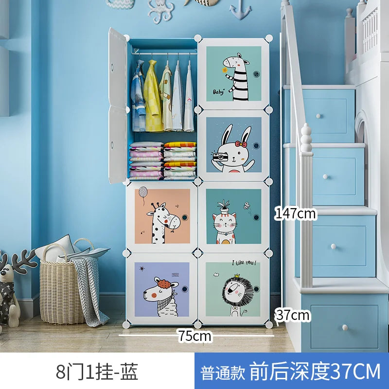 Armoire enfant en plastique – Étagères cubiques et rangement pour vêtements