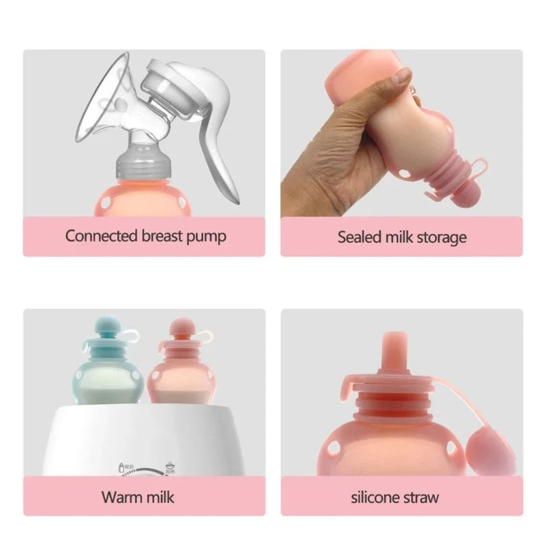 Sachet réutilisable en silicone de 150 ml pour aliments pour bébé – Conservation étanche du lait et des purées