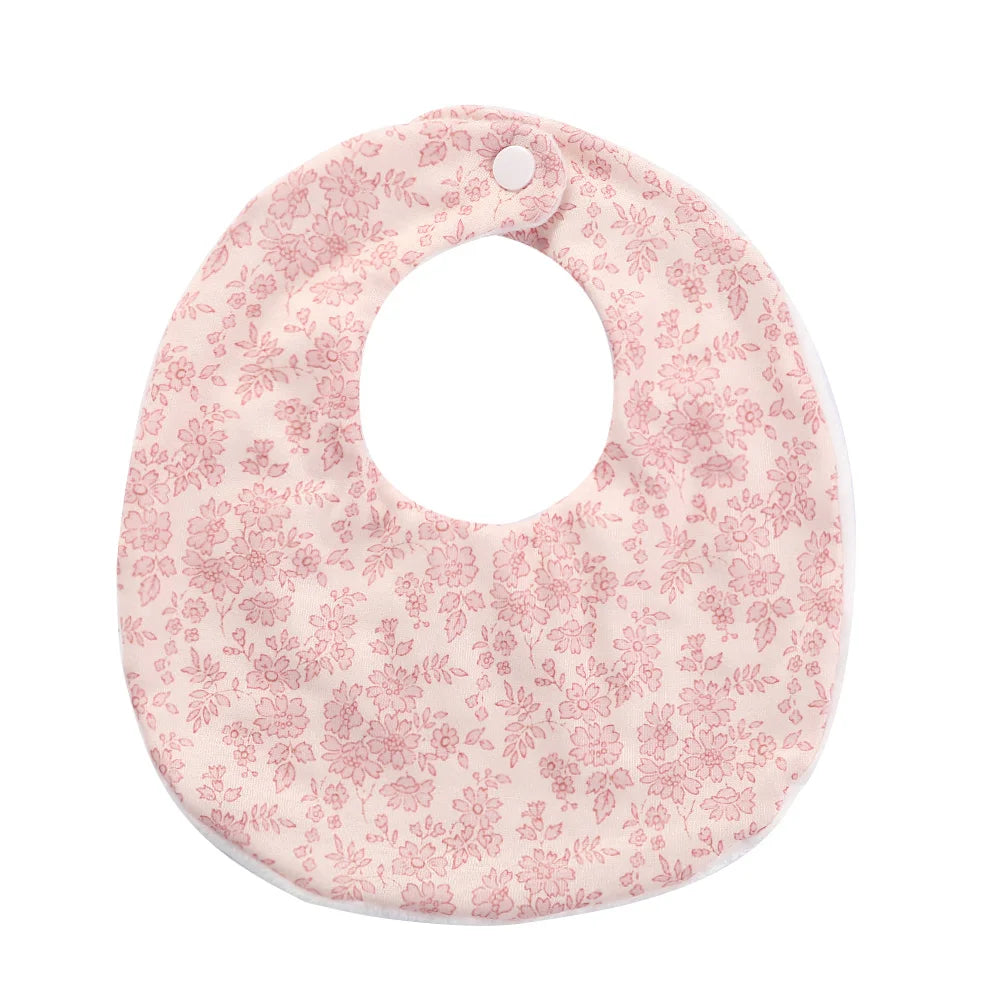 Flower Print Cotton Baby Bib – Adjustable Snap Bandana