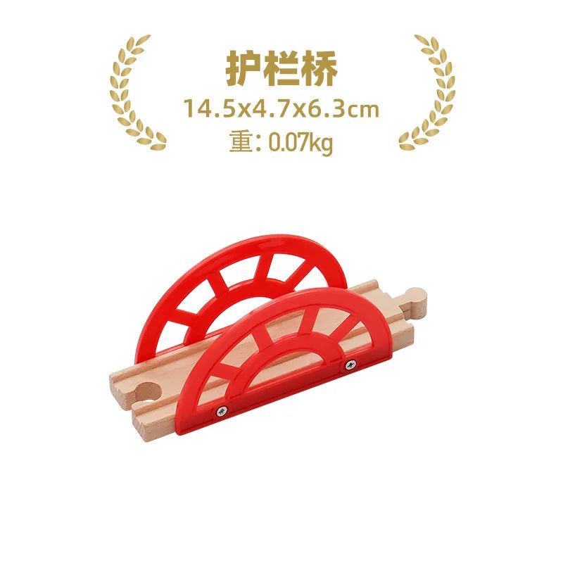Wooden Train Track Set – Racing, Bridges & Tunnel Accessories Toy