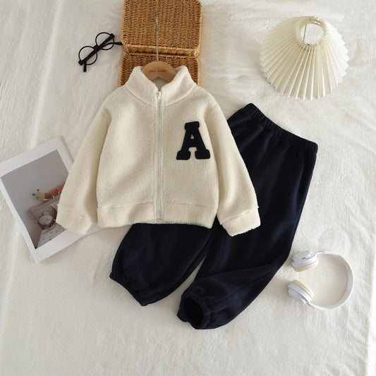 Girls’ Autumn/Winter Outfit – Stand Collar Jacket Set