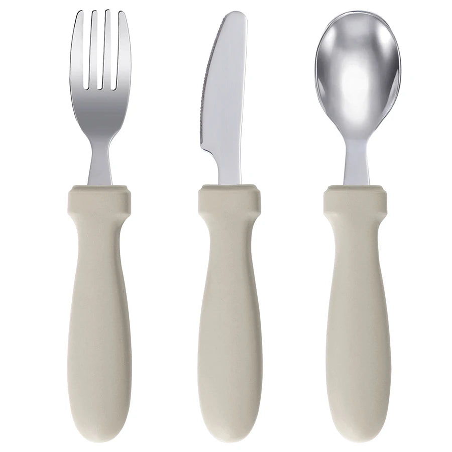 Ensemble d'alimentation pour bébé – Assiette, cuillère et fourchette en silicone