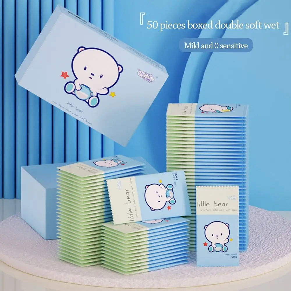 50 lingettes humides pour bébé – Jetables, portables et sans danger pour les mains