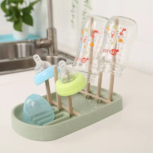 Baby Feeding Bottle Holder – Wheat Straw Drying & Storage Rack