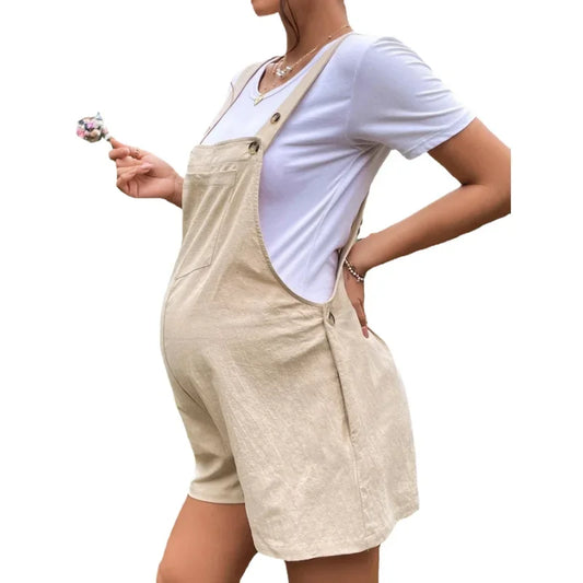 Plus-Size Maternity Jumpsuit – Summer Cotton Romper for Pregnant Women