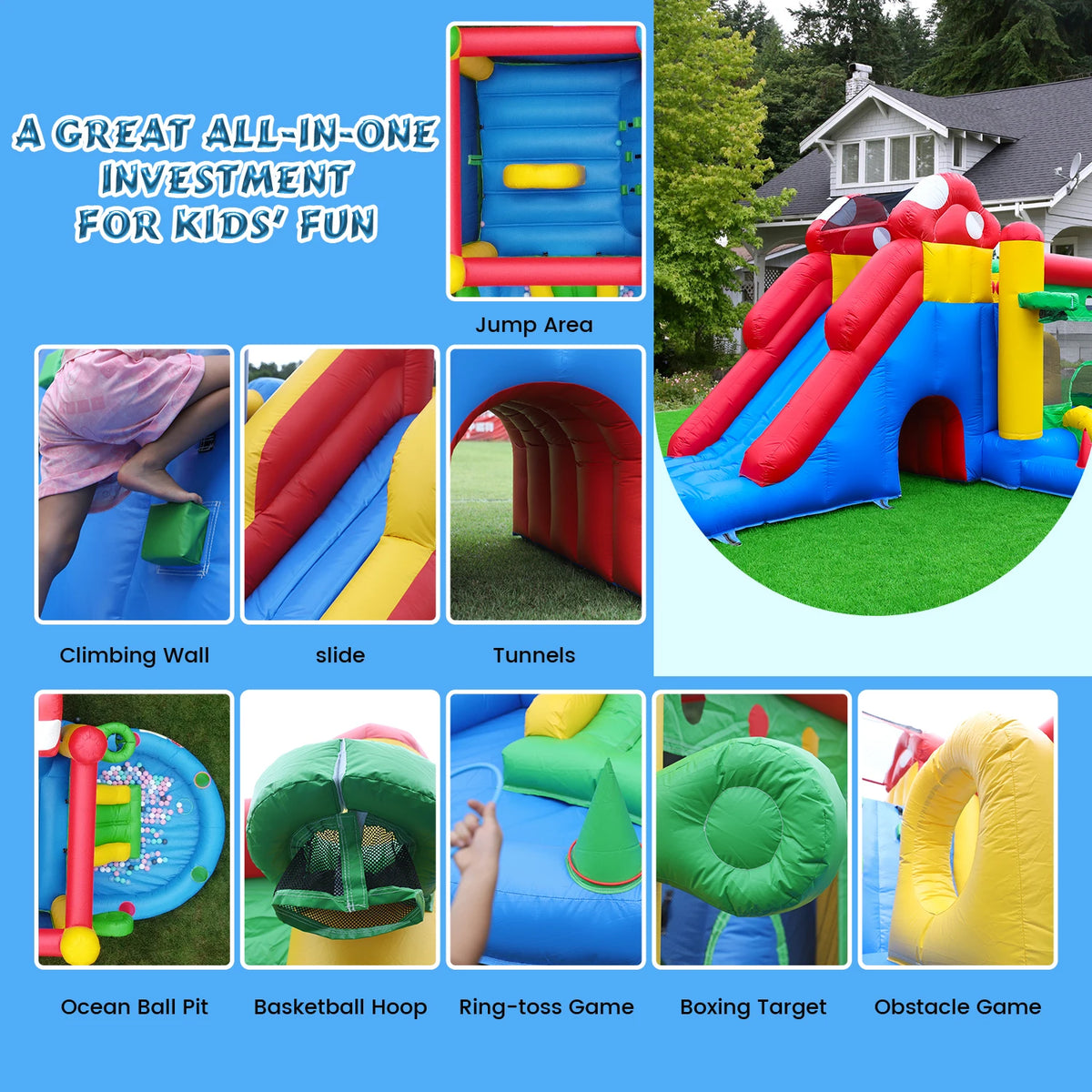 KING Double Water Slide & Ball Pool for Kids