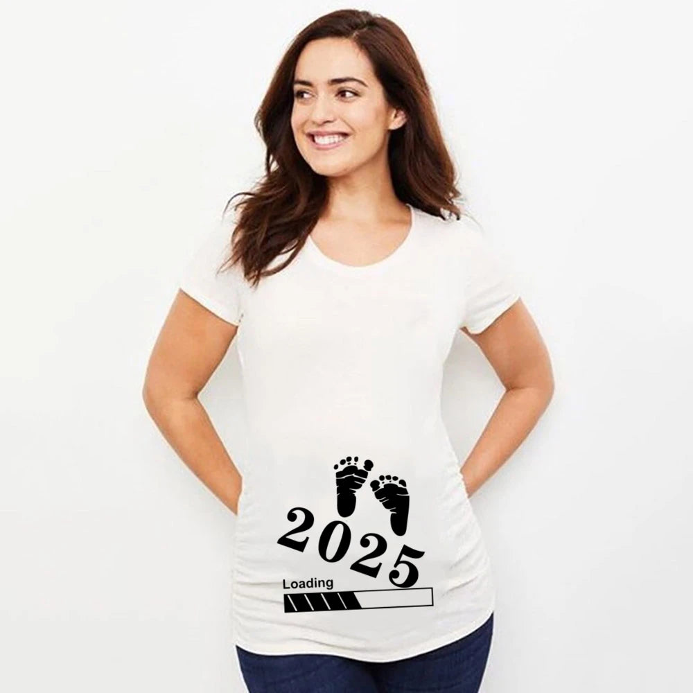 T-shirt de maternité « Bébé en route pour 2025 » – Annonce de grossesse