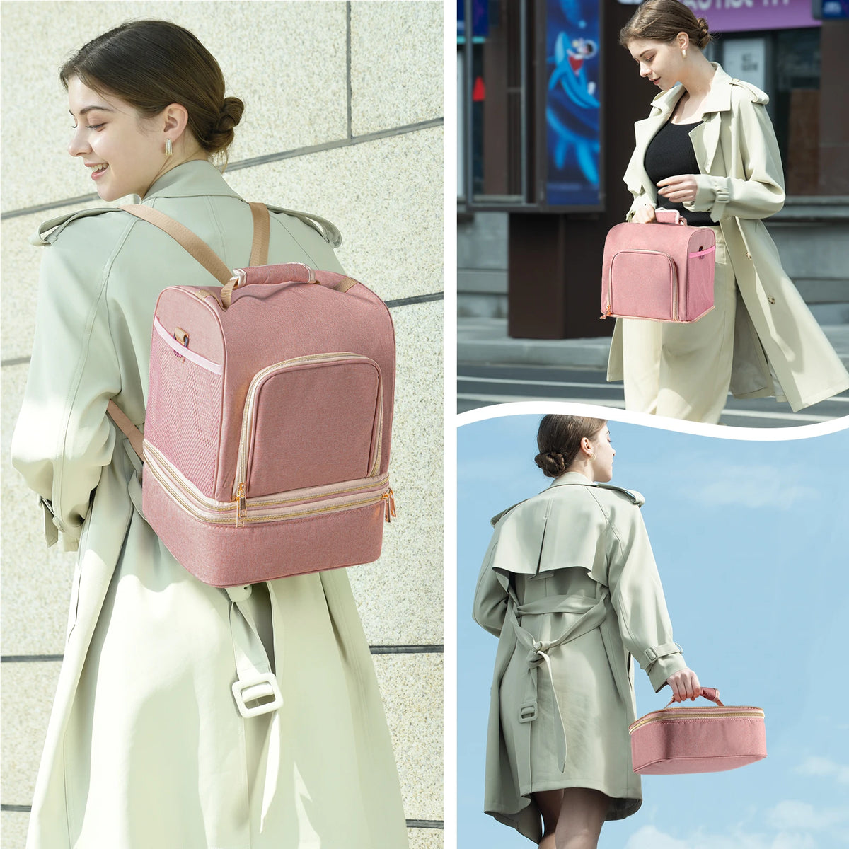 Sac pour tire-lait NCVI rose, sac à lait maternel double couche séparable