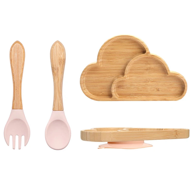 Baby Dinnerware – 3PCS Bamboo Plate & Suction Tableware