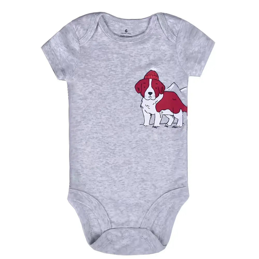 5-Pack Newborn Bodysuits – Soft 100% Cotton Cartoon Outfits (0–24M)