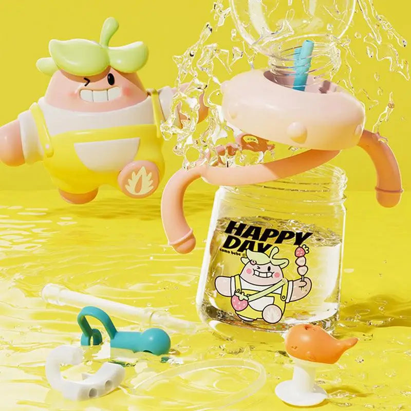 Whale Spray Sippy Cup | 300ML Leakproof Silicone Straw Cup for Kids