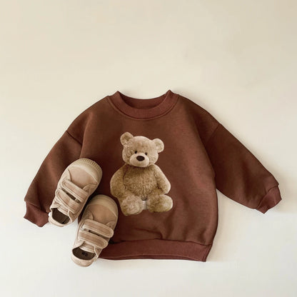 Pull bébé automne/hiver – Pull doux à imprimé ours mignon pour garçons et filles