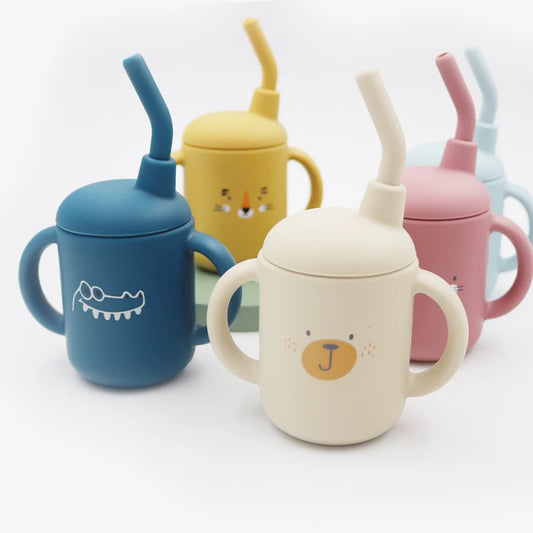 120ml Cartoon Baby Silicone Sippy Cup – BPA-Free, Leakproof Trainer Cup