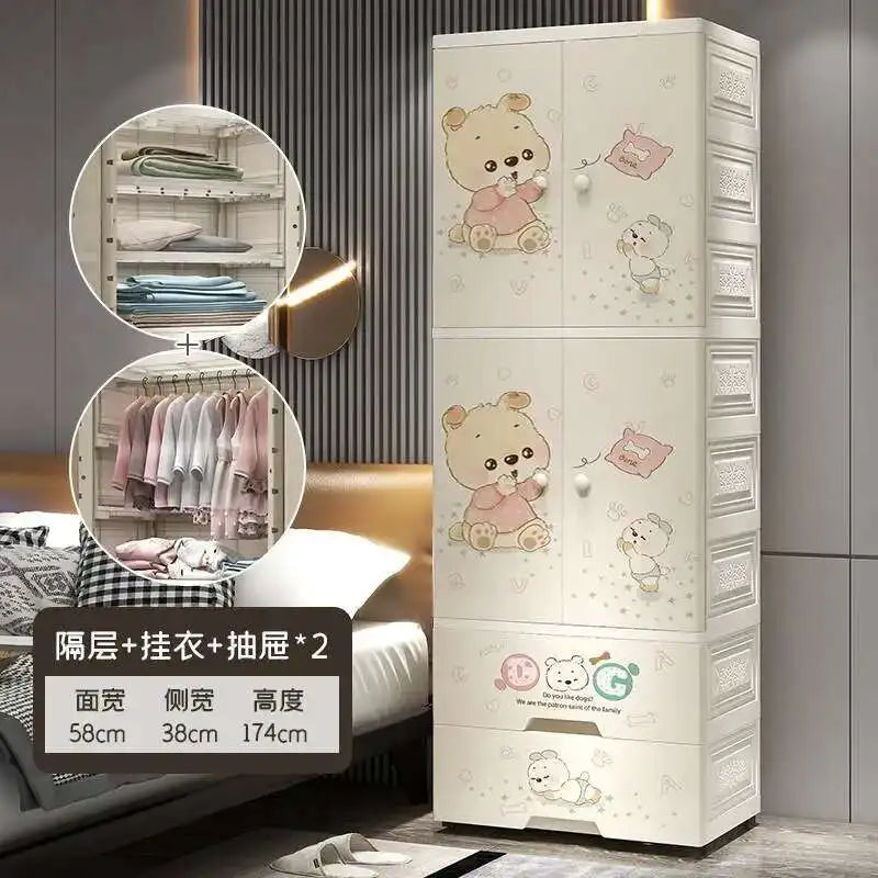 Armoire bébé en plastique – Armoire de rangement à motifs pour filles
