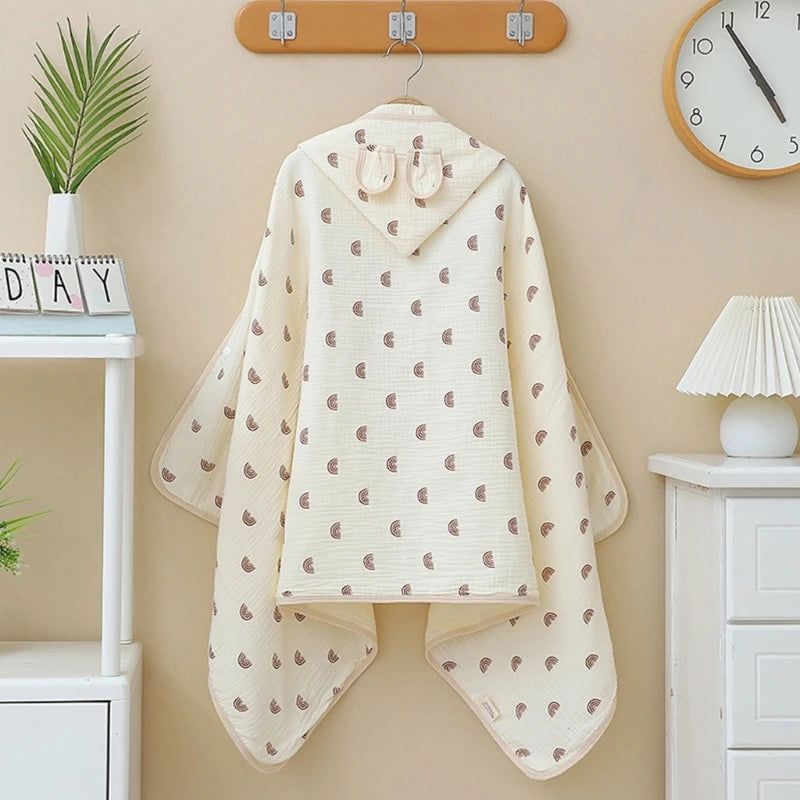 Serviette de bain bébé à capuche en coton doux – Peignoir poncho oreilles de lapin