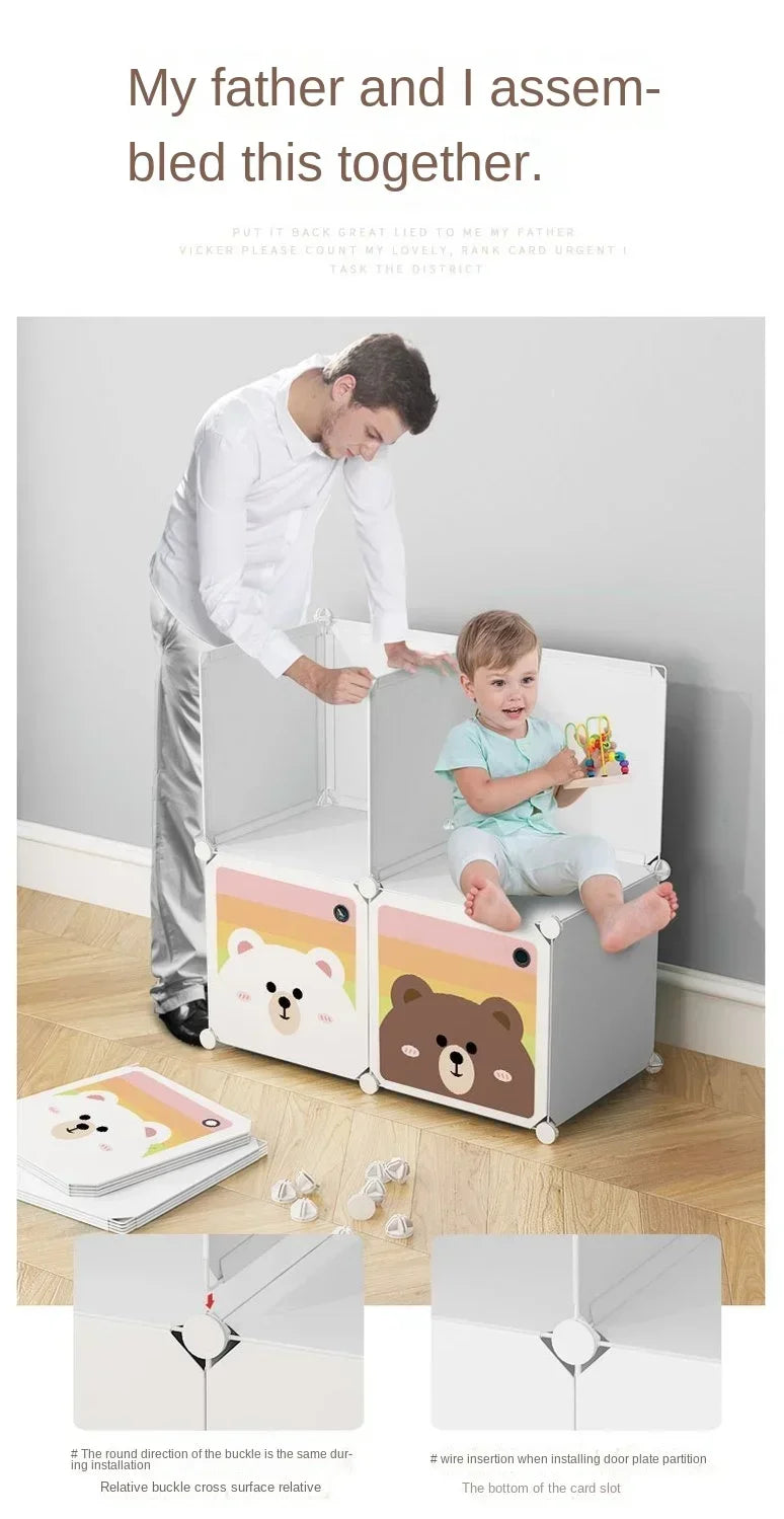 Armoire pliable pour enfants – Rangement en cubes entièrement fermé