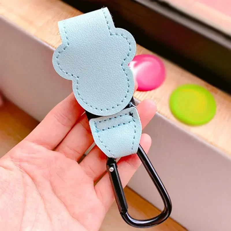 1–2PCS Rotatable PU Leather Stroller Hooks – 360° Pram Organizer