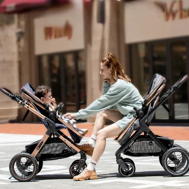 Poussette bébé 3 en 1 avec siège auto – Poussette pliable position assise et allongée